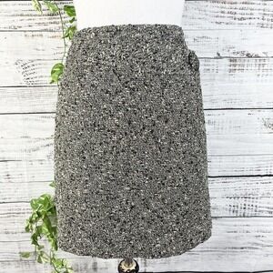 INC International Concepts Skirt 8 Silver Black Tweed Wool Wrap Cocktail Slim